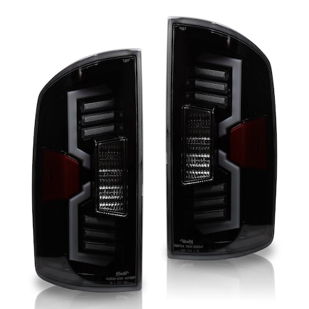 Winjet Led Tail Lights - Glossey Black/Clear CTWJ-0707-GBC-SQ